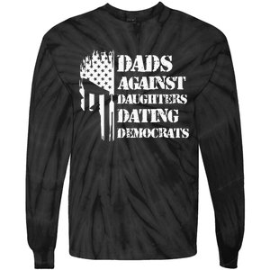 Dads Against Daughters Dating Democrats Patriotic Skull Tie-Dye Long Sleeve Shirt