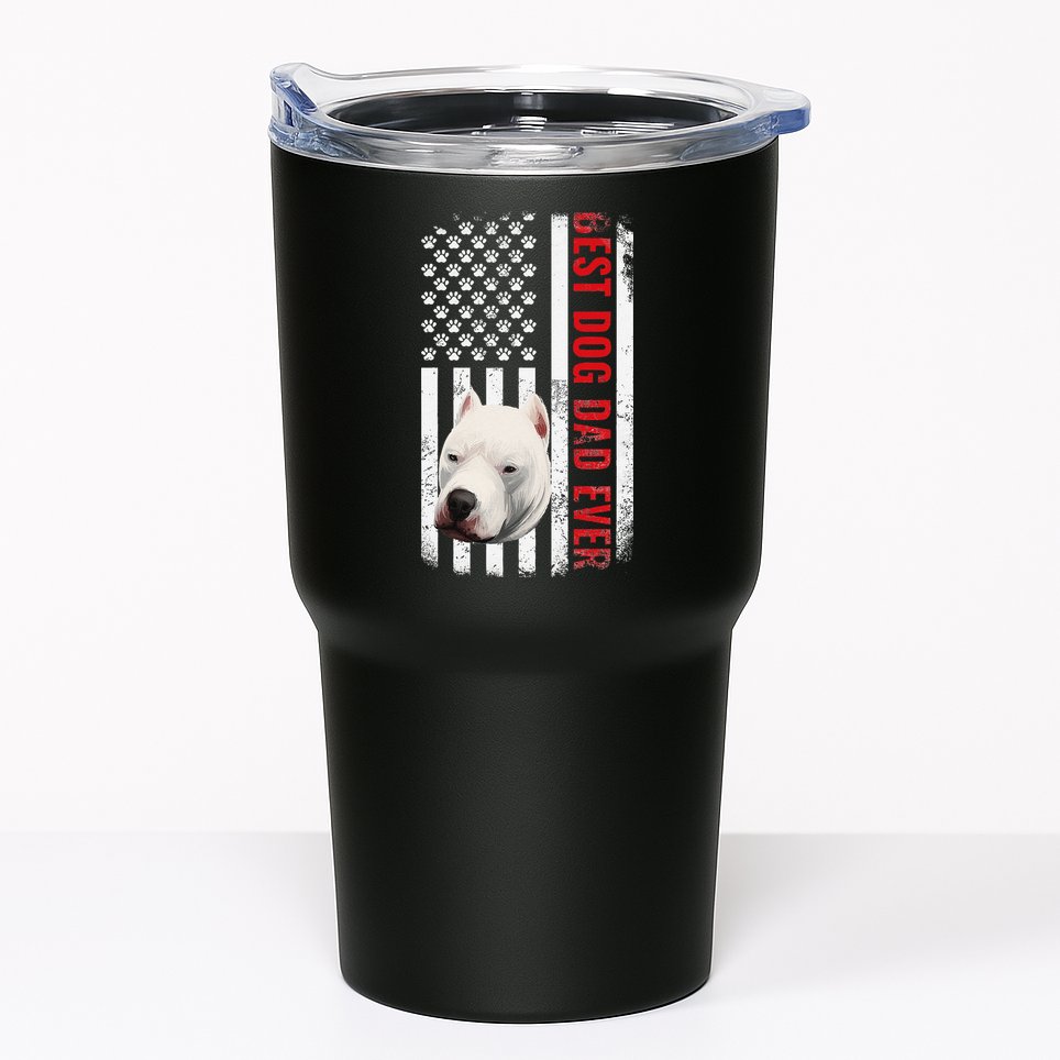 Dogo Argentino Dad Dog Lover American Flag Usa Pride Tumbler