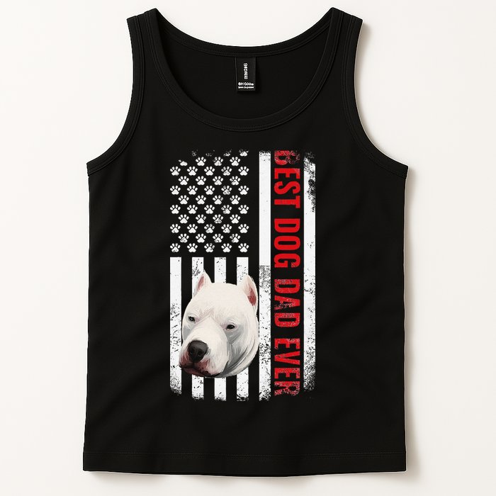 Dogo Argentino Dad Dog Lover American Flag Usa Pride Tank Top