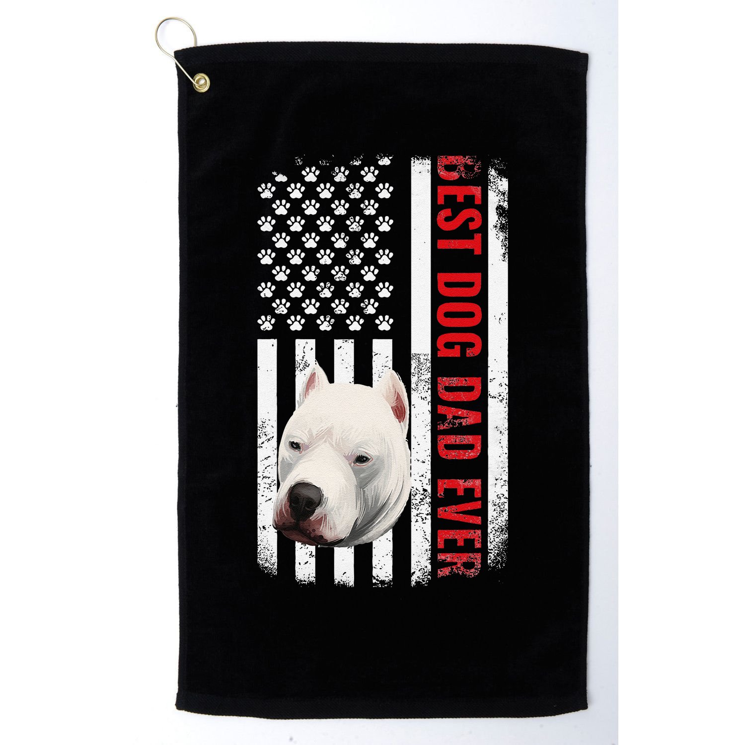 Dogo Argentino Dad Dog Lover American Flag Usa Pride Golf Towel