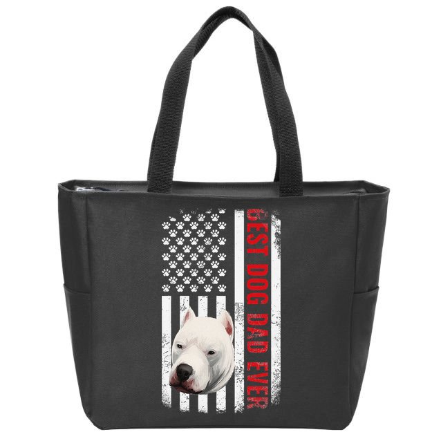 Dogo Argentino Dad Dog Lover American Flag Usa Pride Zip Tote Bag