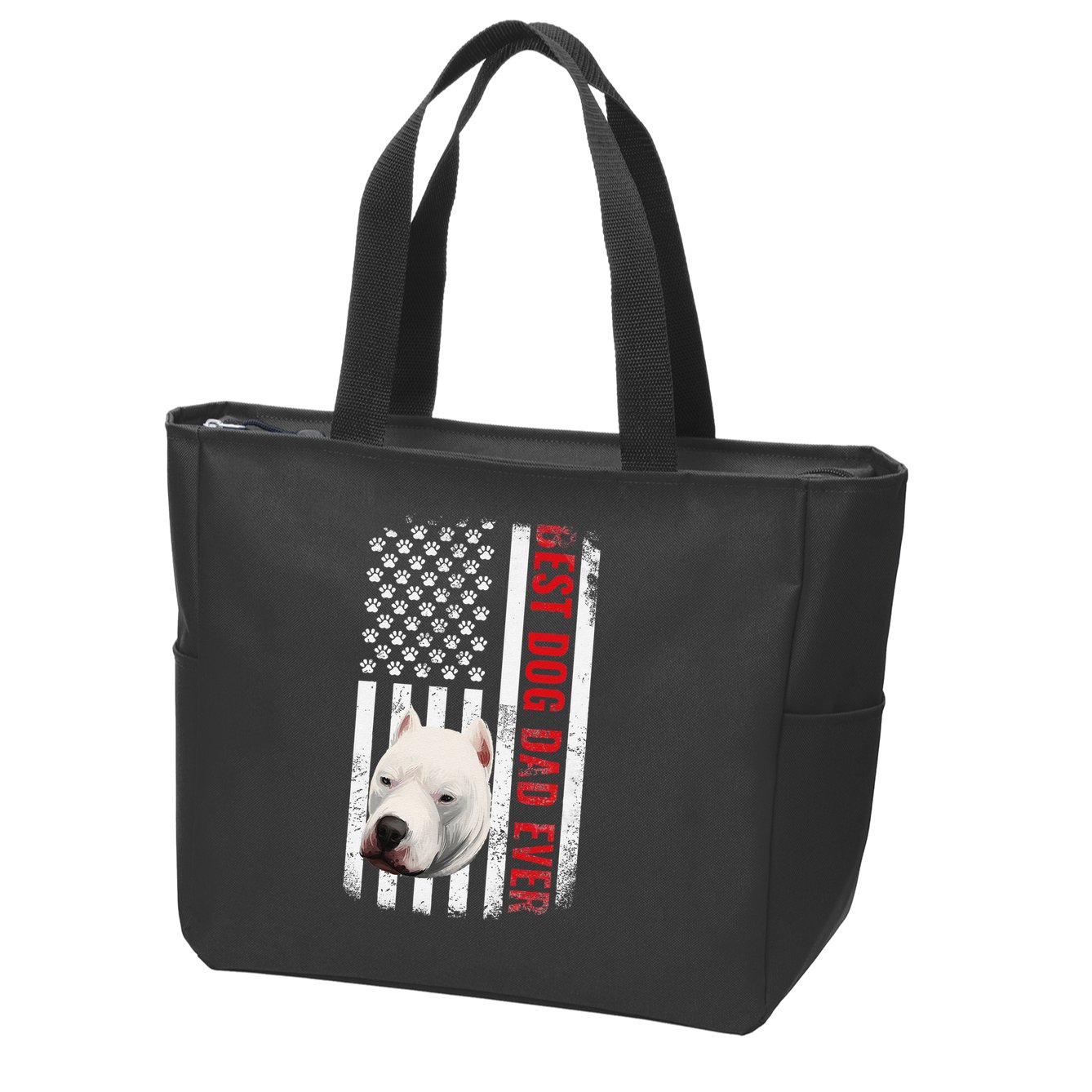 Dogo Argentino Dad Dog Lover American Flag Usa Pride Zip Tote Bag