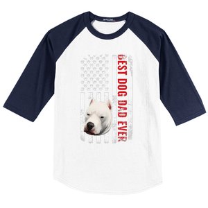 Dogo Argentino Dad Dog Lover American Flag Usa Pride Baseball Sleeve Shirt