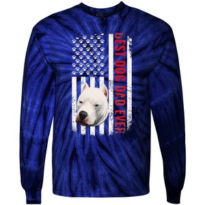 Dogo Argentino Dad Dog Lover American Flag Usa Pride Tie-Dye Long Sleeve Shirt