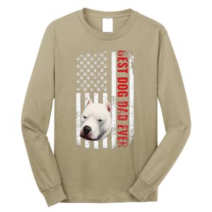 Dogo Argentino Dad Dog Lover American Flag Usa Pride Long Sleeve Shirt