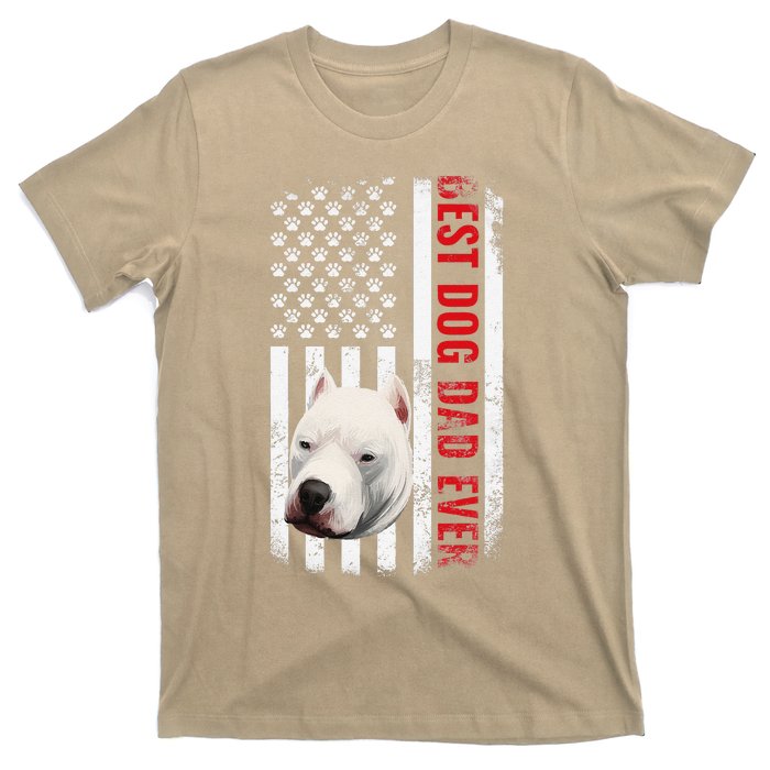 Dogo Argentino Dad Dog Lover American Flag Usa Pride T-Shirt