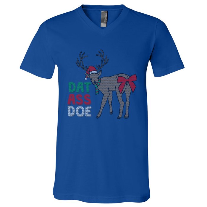 Dat Ass Doe Reindeer Naughty Funny Christmas Gift V-Neck T-Shirt