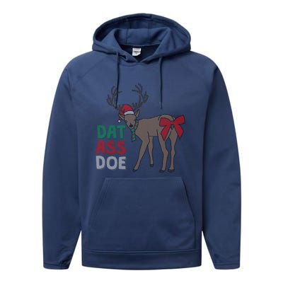 Dat Ass Doe Reindeer Naughty Funny Christmas Gift Performance Fleece Hoodie