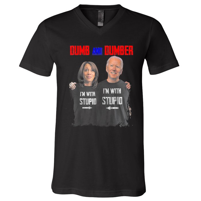 Dumb And Dumber Haris And Biden Vote For Trump 2024 V-Neck T-Shirt