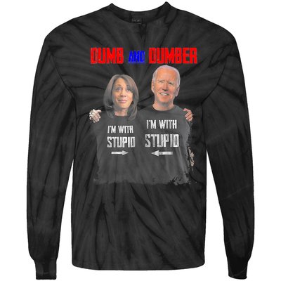 Dumb And Dumber Haris And Biden Vote For Trump 2024 Tie-Dye Long Sleeve Shirt