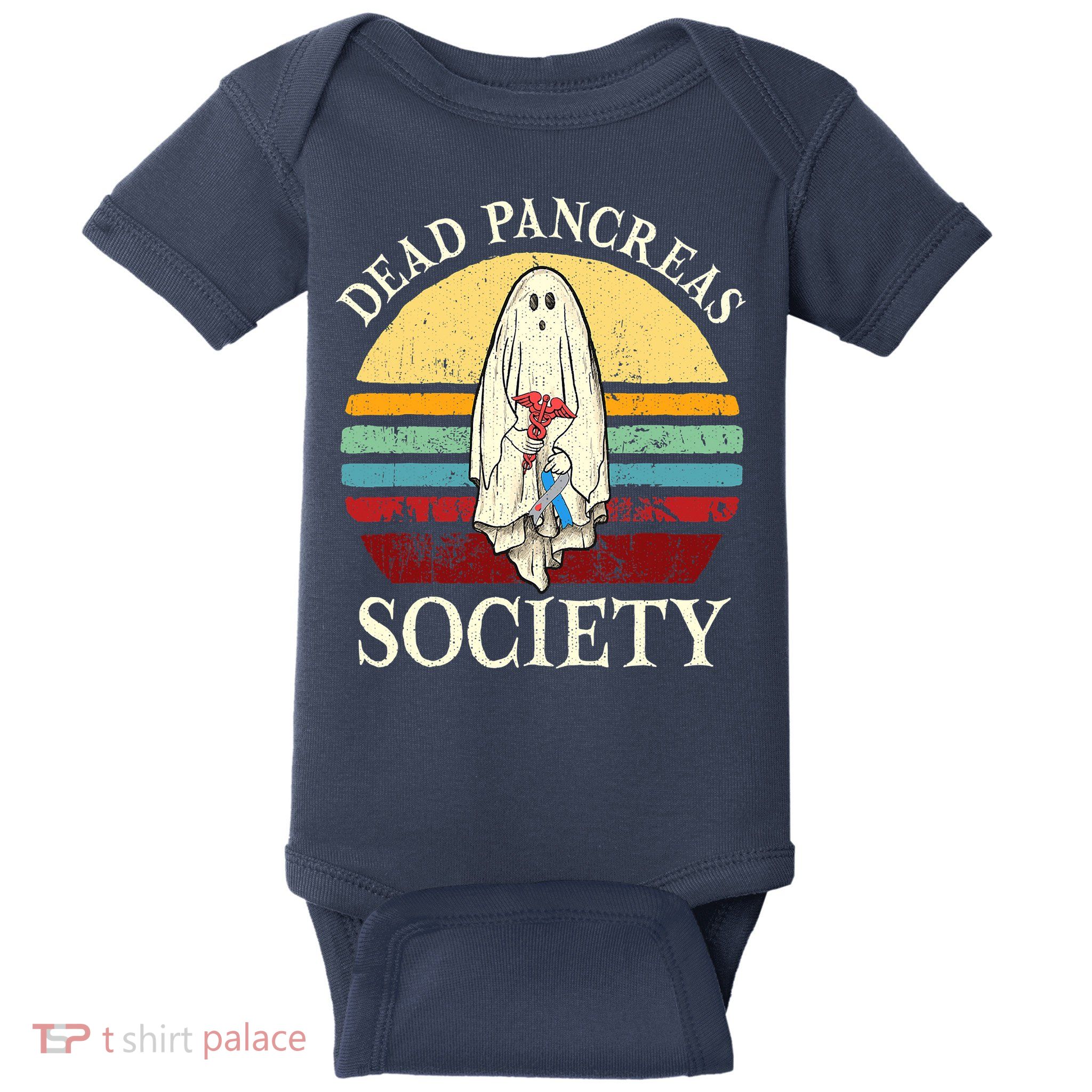 Diabetes Awareness Dead Pancreas Society Halloween Ghost Baby Bodysuit