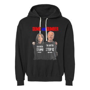 Dumb And Dumber Haris And Biden Vote For Trump 2024 Garment-Dyed Fleece Hoodie