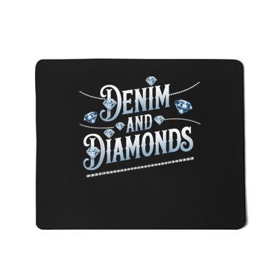 Denim And Diamonds Trendy Fashion Style  Mousepad