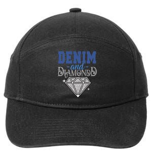 Denim And Diamonds Stylish Blue Denim 7-Panel Snapback Hat