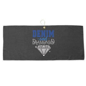 Denim And Diamonds Stylish Blue Denim Large Microfiber Waffle Golf Towel