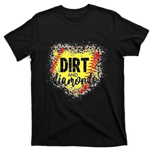 Dirt And Diamonds Funny Baseball Lover Leopard Softball T-Shirt