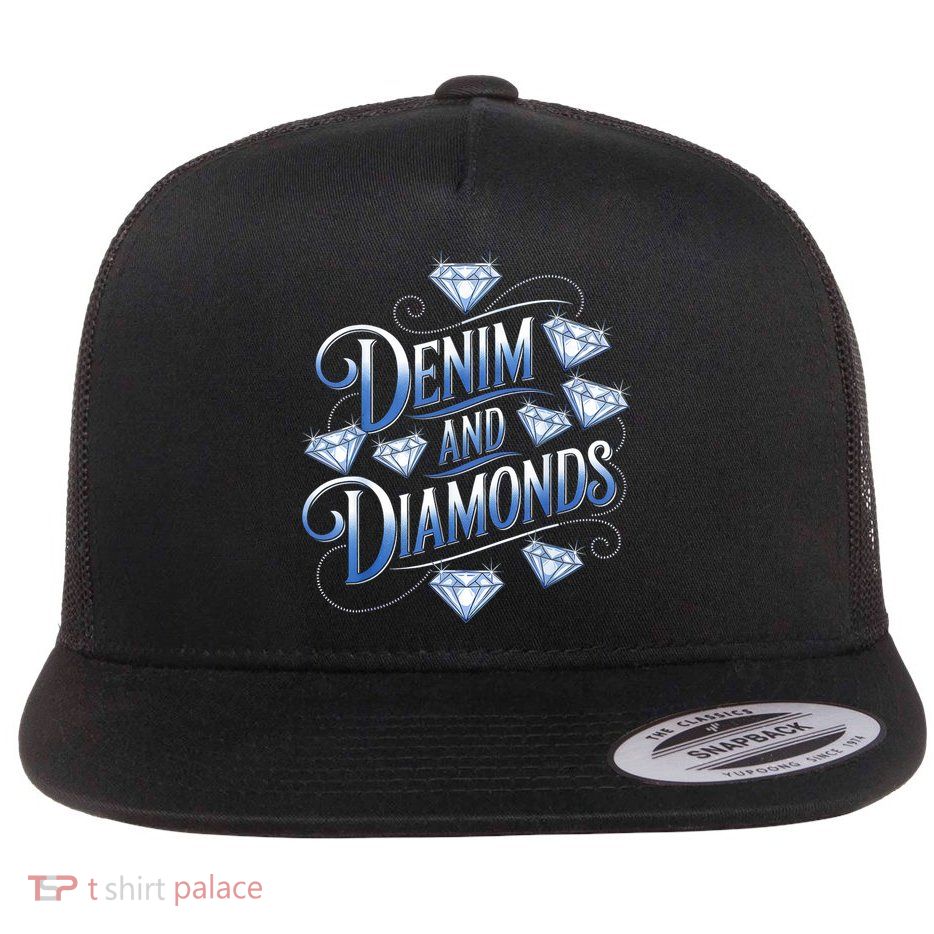 Denim And Diamonds Country Western Bachelorette Party Girl  Flat Bill Trucker Hat