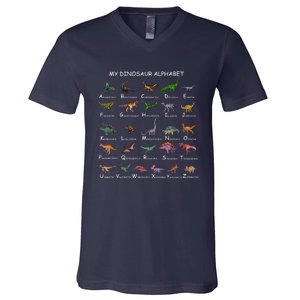 Dinosaur Alphabet Dino ABC Dinosaur V-Neck T-Shirt