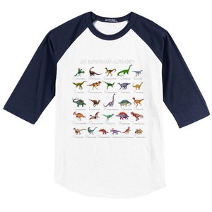 Dinosaur Alphabet Dino ABC Dinosaur Baseball Sleeve Shirt