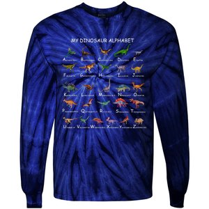 Dinosaur Alphabet Dino ABC Dinosaur Tie-Dye Long Sleeve Shirt