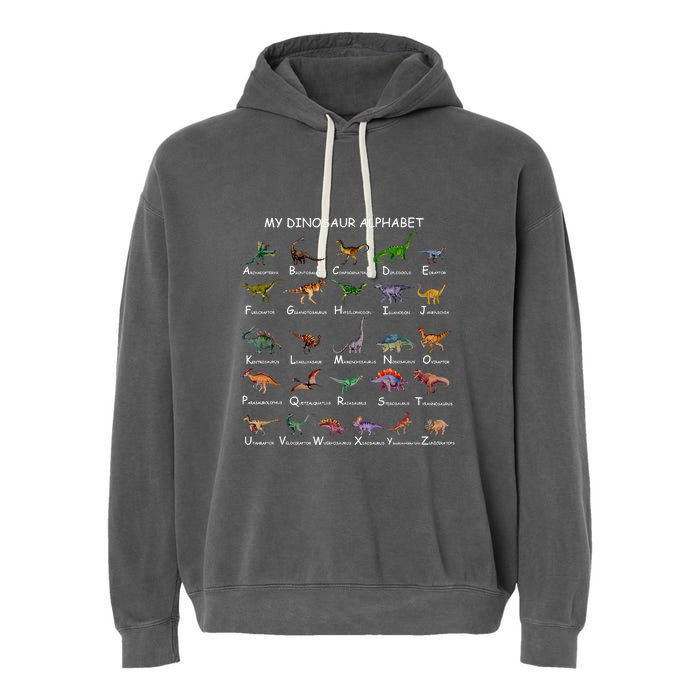 Dinosaur Alphabet Dino ABC Dinosaur Garment-Dyed Fleece Hoodie