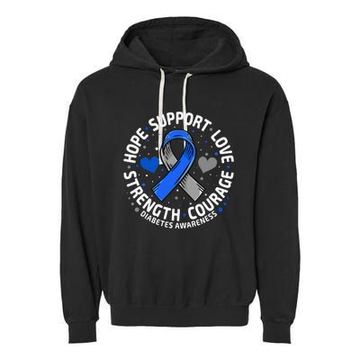 Diabetes Awareness Diabetic Love SUPPORT T2D T1D Diabetes Garment-Dyed Fleece Hoodie