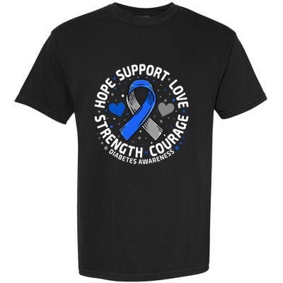 Diabetes Awareness Diabetic Love SUPPORT T2D T1D Diabetes Garment-Dyed Heavyweight T-Shirt