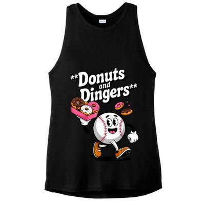 Donuts And Dingers Baseball Fan Humor Donut  Ladies PosiCharge Tri-Blend Wicking Tank