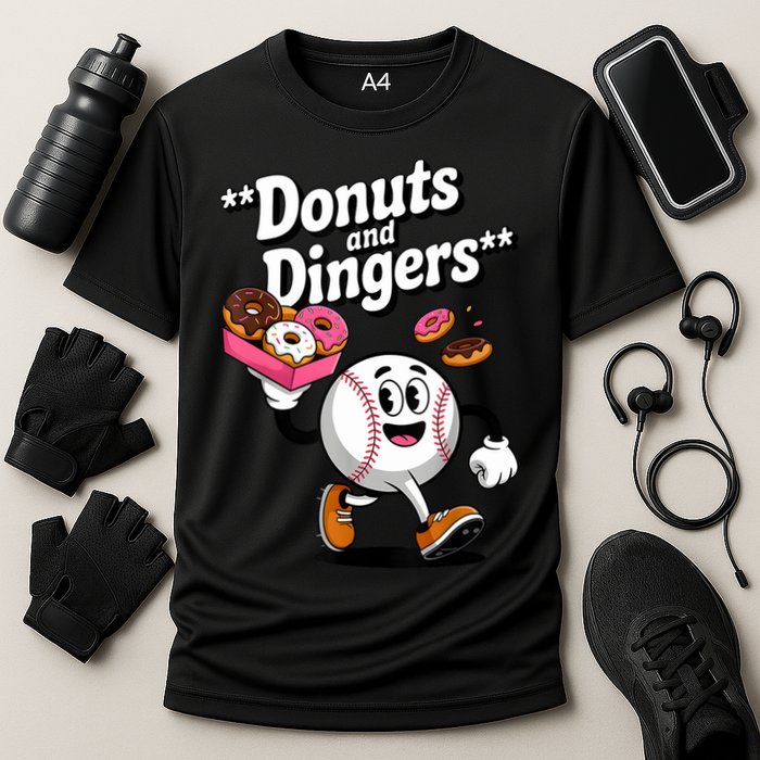 Donuts And Dingers Baseball Fan Humor Donut  Performance Shirt