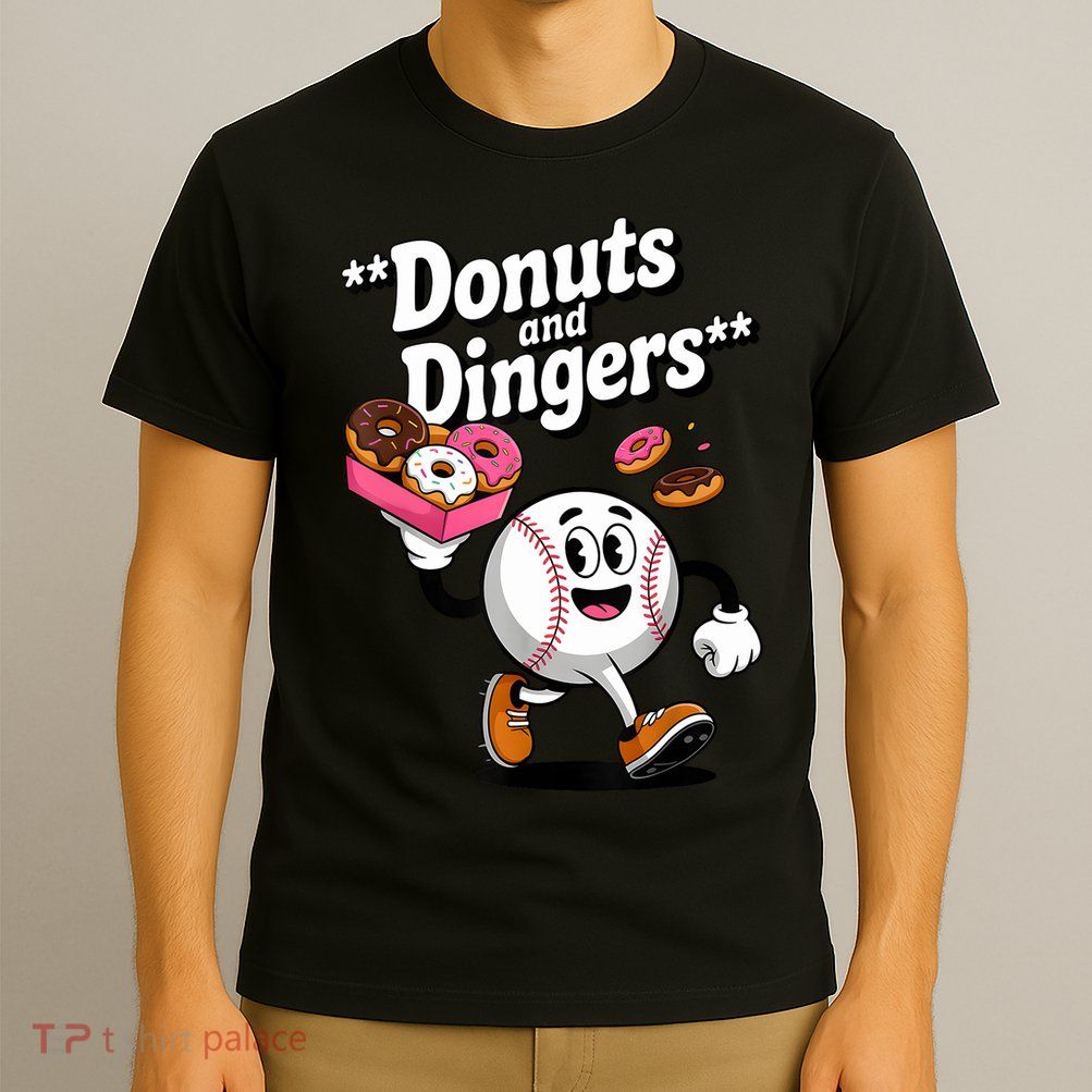 Donuts And Dingers Baseball Fan Humor Donut  T-Shirt