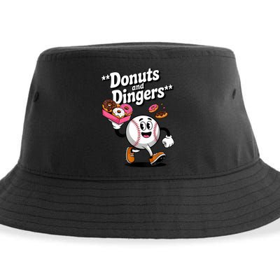 Donuts And Dingers Baseball Fan Humor Donut  Sustainable Bucket Hat