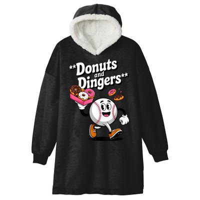 Donuts And Dingers Baseball Fan Humor Donut  Hooded Wearable Blanket