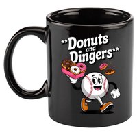 Donuts And Dingers Baseball Fan Humor Donut  11oz C Handle Ceramic Mug