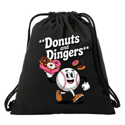 Donuts And Dingers Baseball Fan Humor Donut  Drawstring Bag