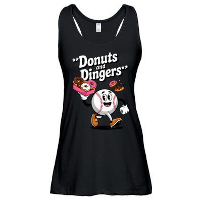 Donuts And Dingers Baseball Fan Humor Donut  Ladies Essential Flowy Tank