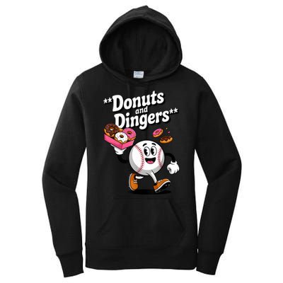 Donuts And Dingers Baseball Fan Humor Donut  Women's Pullover Hoodie