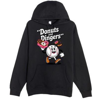 Donuts And Dingers Baseball Fan Humor Donut  Premium Pullover Hoodie