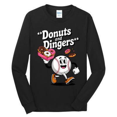 Donuts And Dingers Baseball Fan Humor Donut  Tall Long Sleeve T-Shirt