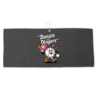 Donuts And Dingers Baseball Fan Humor Donut  Large Microfiber Waffle Golf Towel