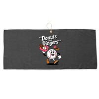 Donuts And Dingers Baseball Fan Humor Donut  Large Microfiber Waffle Golf Towel