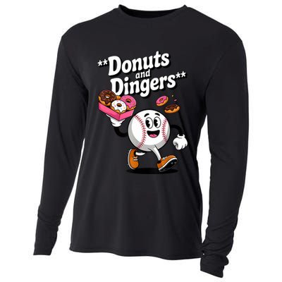 Donuts And Dingers Baseball Fan Humor Donut  Cooling Performance Long Sleeve Crew