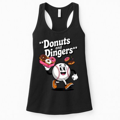 Donuts And Dingers Baseball Fan Humor Donut  Womens Tank Top
