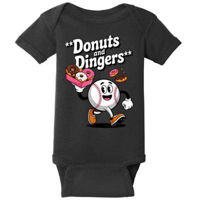 Donuts And Dingers Baseball Fan Humor Donut  Baby Bodysuit