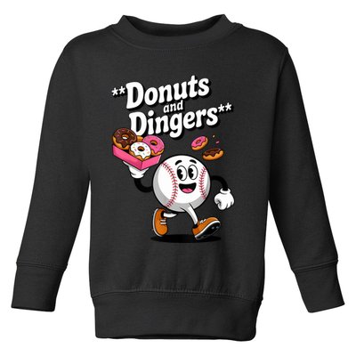 Donuts And Dingers Baseball Fan Humor Donut  Toddler Sweatshirt