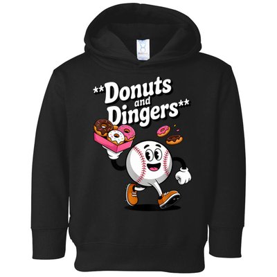 Donuts And Dingers Baseball Fan Humor Donut  Toddler Hoodie