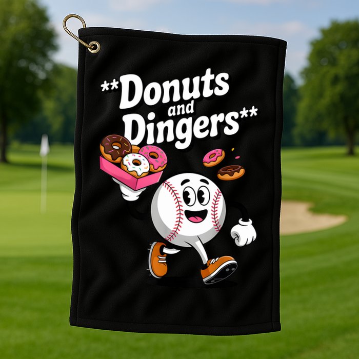 Donuts And Dingers Baseball Fan Humor Donut  Golf Towel