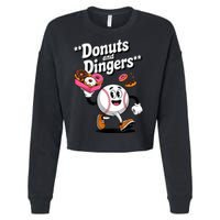 Donuts And Dingers Baseball Fan Humor Donut  Cropped Pullover Crew
