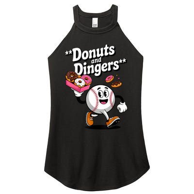 Donuts And Dingers Baseball Fan Humor Donut  Women's Perfect Tri Rocker Tank