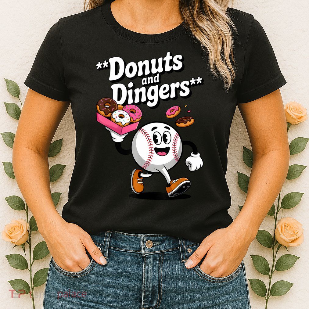 Donuts And Dingers Baseball Fan Humor Donut  Womens T-Shirt
