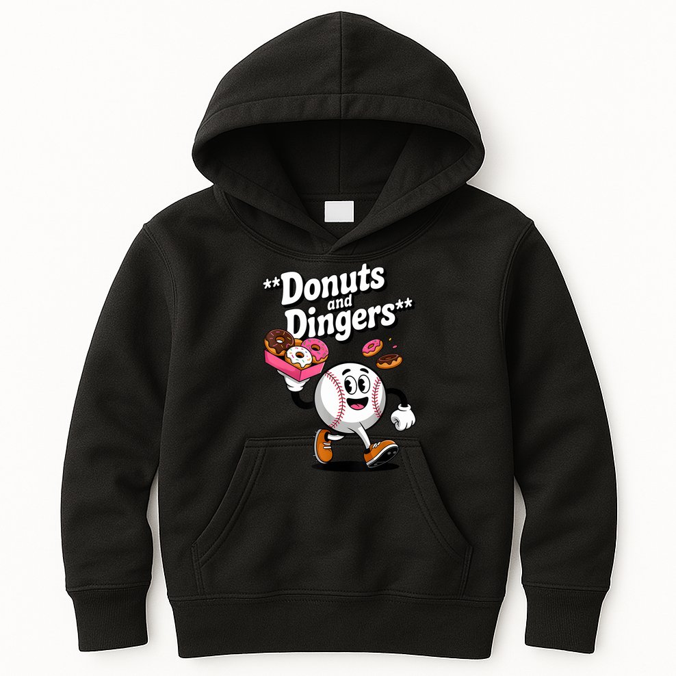 Donuts And Dingers Baseball Fan Humor Donut  Kids Hoodie